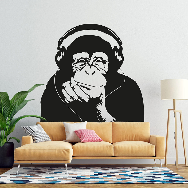 Home Cinema Room - Banksy Denken Affe Vinyl Wand Aufkleber